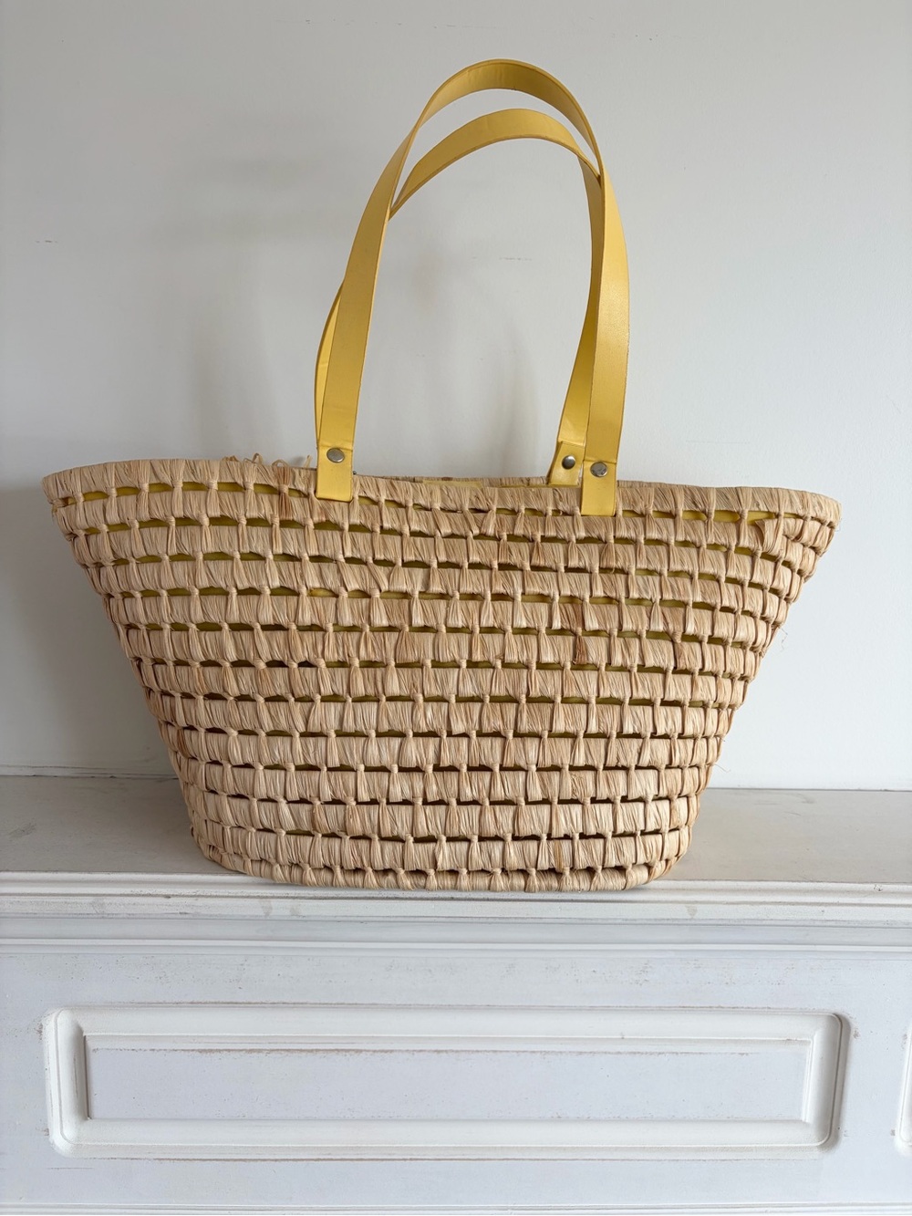 Jeanne Lottie Yellow Straw Tote Bag - Picture 4 of 10